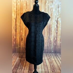 Ruth Women’s Black Snake Print Sheath Dress Short Sleeve Back Zip Size Large